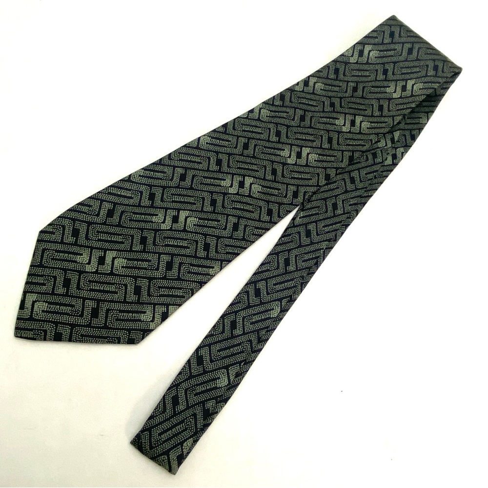 Giorgio Armani Green/Black Abstract Silk Necktie